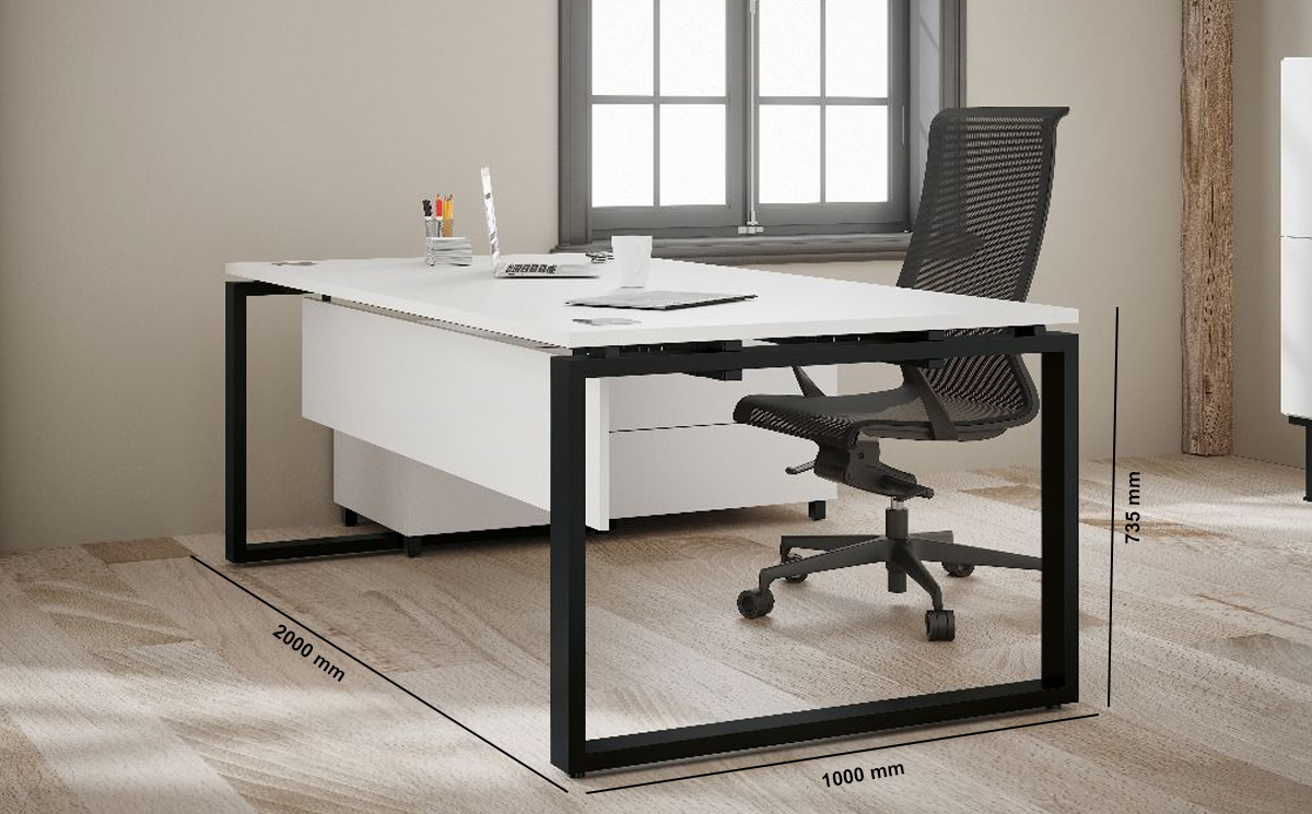 Nabila Executive Desk With Optional Credenza Unit Dimension Image