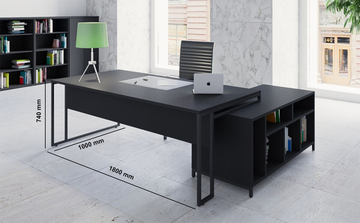 Nadalia Executive Desk With Optional Return And Credenza Unit Dimension Image