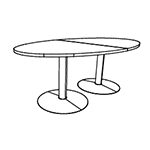 Small Oval Shape Table (Trumpet Leg , 6 Persons)