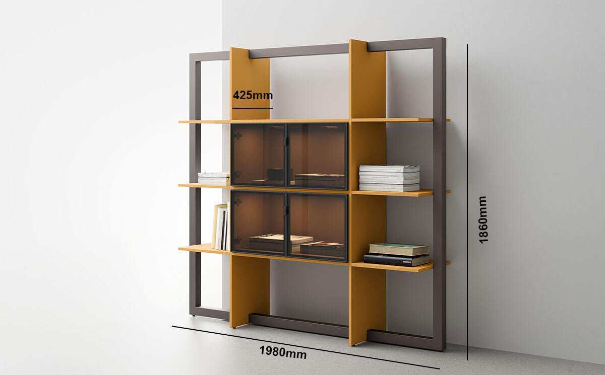 Gianny 5 Bookcase With Open Element And Door Size Img