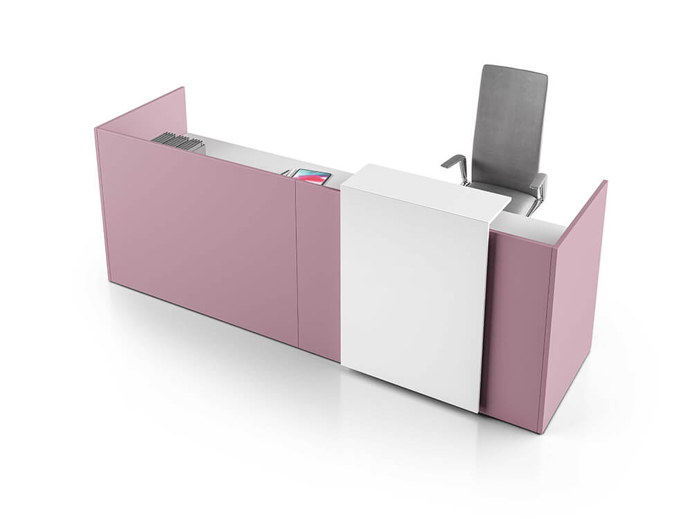 Naara Reception Desk With Optional Ovaerhang Panel 1