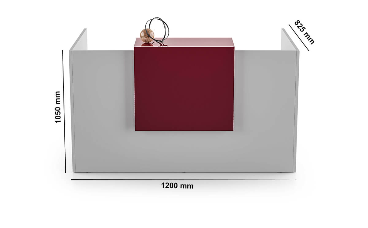 Naara Reception Desk With Optional Ovaerhang Panel Dimension Image