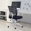 Pacari Designer Mesh Armchair With White Frame And Detailed Back Panelling
