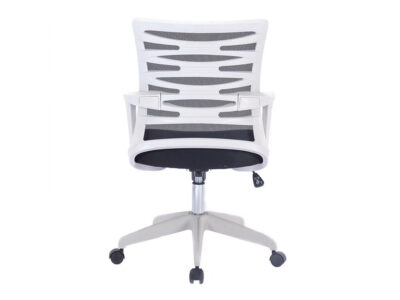 Pacari Designer Mesh Armchair With White Frame And Detailed Back Panelling 2