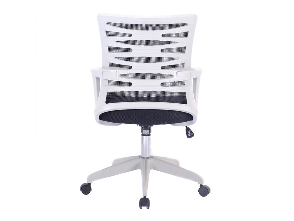 Pacari Designer Mesh Armchair With White Frame And Detailed Back Panelling 2