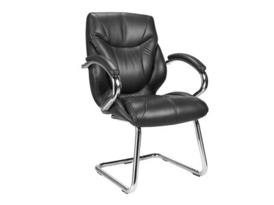 Pallaton High Back Luxurious Leather Boardroom Chair With Integral Headrest And Chrome Base