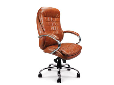 Pandora High Back Italian Leather Faced Executive Armchair With Chrome Base 5