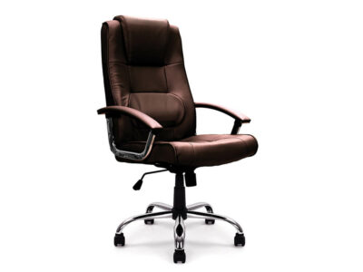 Pansy High Back Leather Faced Executive Armchair With Integral Headrest And Chrome Base 12