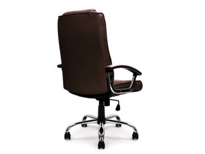 Pansy High Back Leather Faced Executive Armchair With Integral Headrest And Chrome Base 16