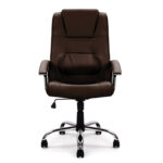 Pansy High Back Leather Faced Executive Armchair With Integral Headrest And Chrome Base 17