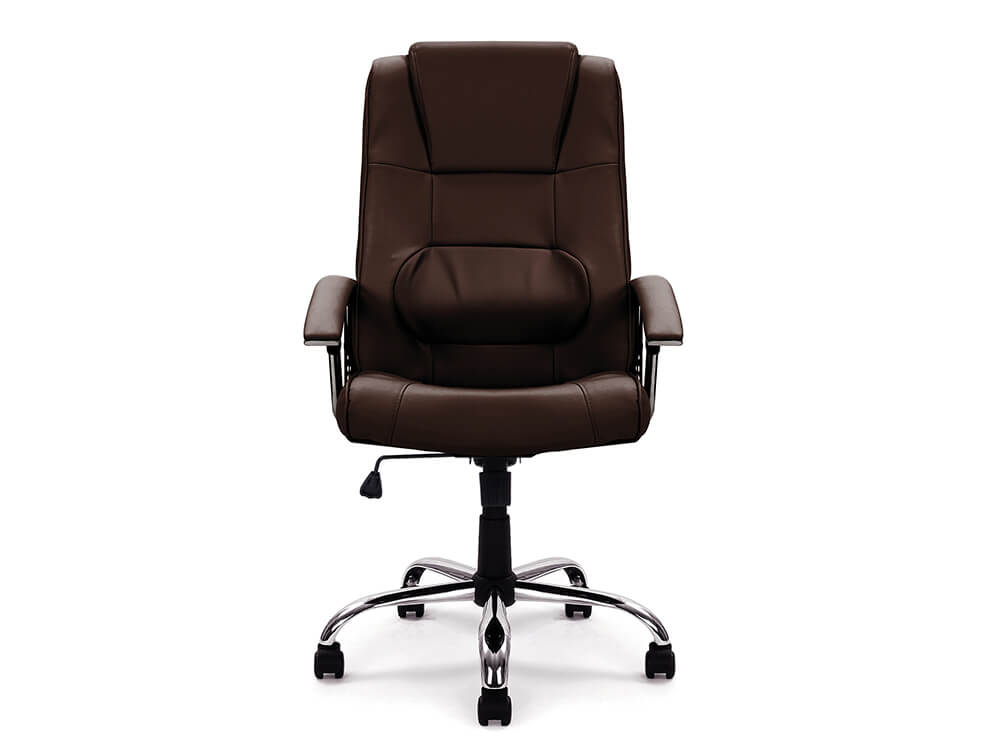 Pansy High Back Leather Faced Executive Armchair With Integral Headrest And Chrome Base 17