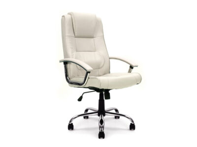 Pansy High Back Leather Faced Executive Armchair With Integral Headrest And Chrome Base 18