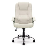 Pansy High Back Leather Faced Executive Armchair With Integral Headrest And Chrome Base 19