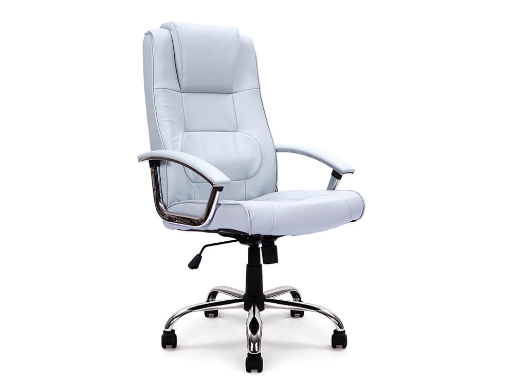 Pansy High Back Leather Faced Executive Armchair With Integral Headrest And Chrome Base 29