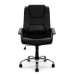 Pansy High Back Leather Faced Executive Armchair With Integral Headrest And Chrome Base 5