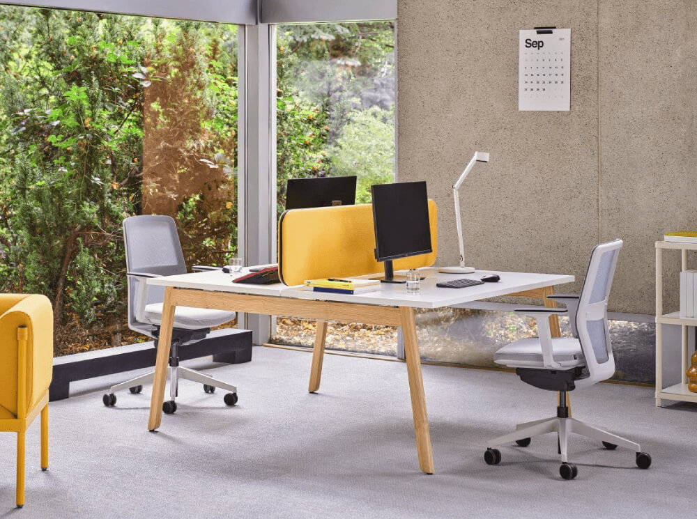 Rabia Bench Desk With Wood Finish Legs For 2 4 And 6 Persons 1
