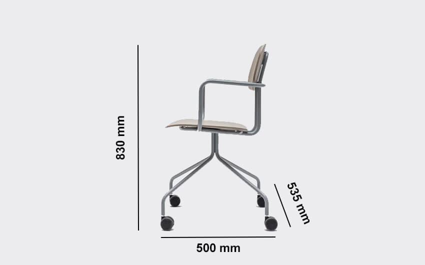 Raine – Operational Chair With Upholstered Seat And Optional Headrest Dimension Image
