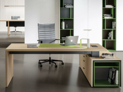 Sienna Slab Leg Executive Desk With Optional Return, Leather Insert And Credenza Unit 01 Img