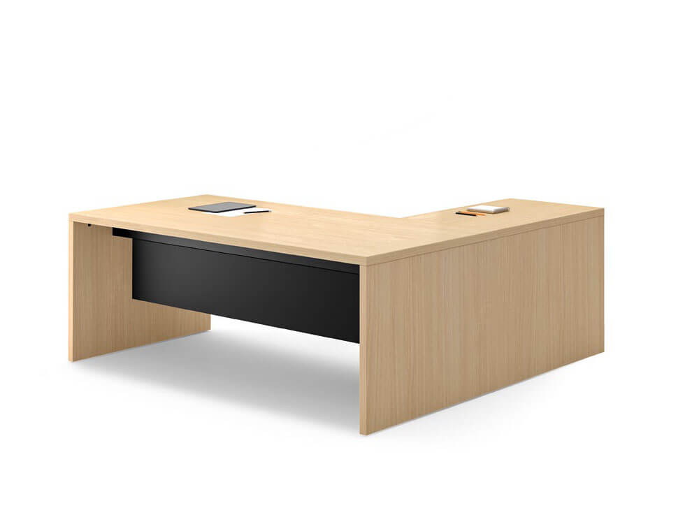 Sienna Slab Leg Executive Desk With Optional Return, Leather Insert And Credenza Unit 03 Img