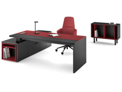 Sienna Slab Leg Executive Desk With Optional Return, Leather Insert And Credenza Unit 07 Img