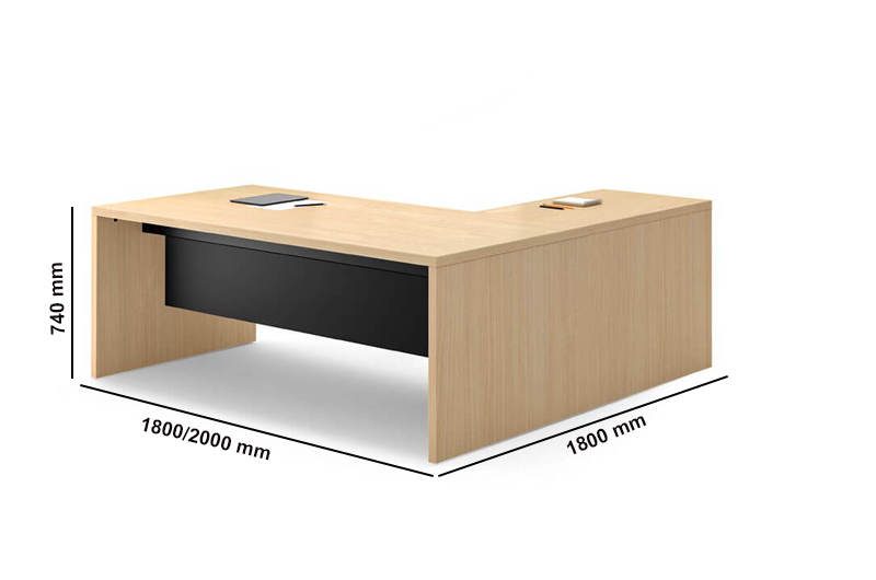 Sienna Slab Leg Executive Desk With Optional Return Size