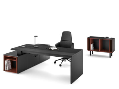 Sienna – Executive Desk With Slab Leg, Optional Return, Leather Insert And Credenza Unit 04