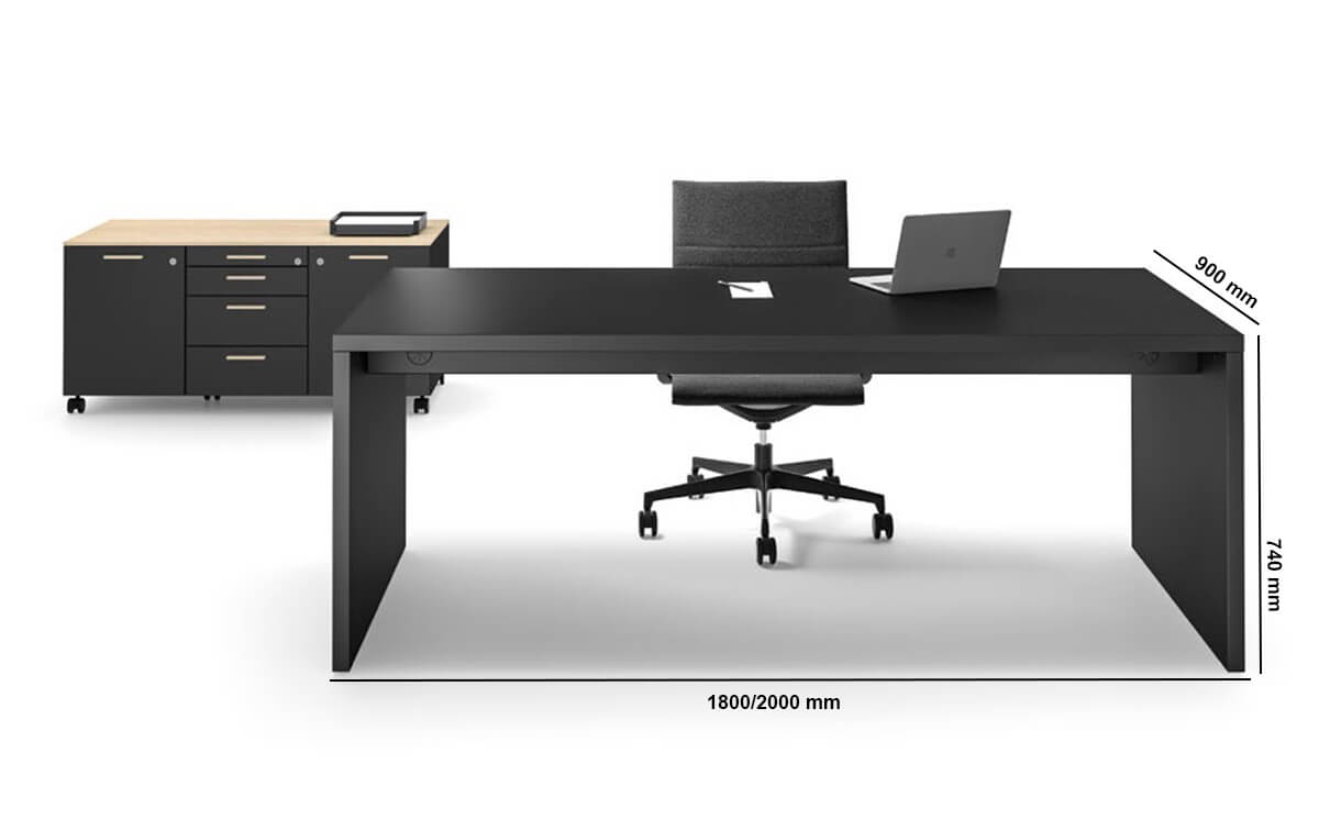 Sienna – Slab Leg Executive Desk With Optional Return, Leather Insert And Credenza Unit