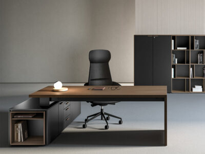 Sienna – Slab Leg Executive Desk With Optional Return, Leather Insert And Credenza Unit