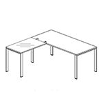 Alexia – U Leg Glass Desk With Return Right