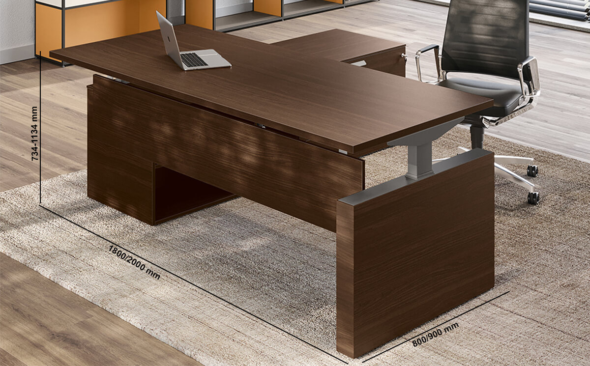 Clariss 8 – Panel Lags Height Adjustable Executive Desk With Optional Modesty And Credenza Unit
