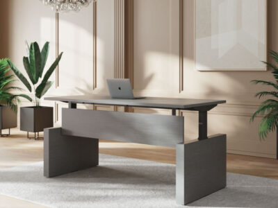 Clariss 8 – Panel Legs Height Adjustable Executive Desk With Optional Modesty And Credenza Unit 05 Img
