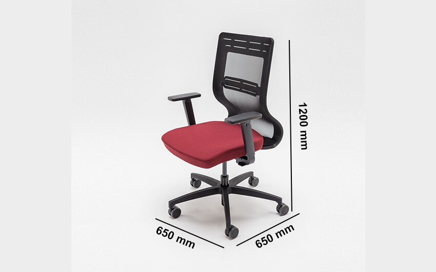 Raiden Mesh Back Operational Office Chair Dimension Image