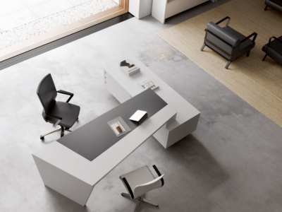 Antonia Modern Executive Desk With Optional Modesty Panel, Return And Credenza Unit