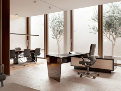 Antonia Modern Executive Desk With Optional Modesty Panel Return And Credenza Unit 9