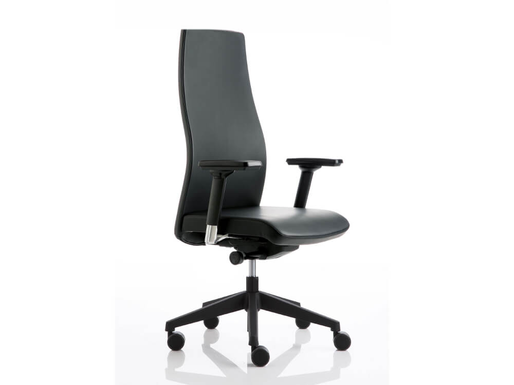 Clifton 1 High Backrest Executive Chair With Height Adjustable Armrest Armrests Chrome, Black Nylon Base