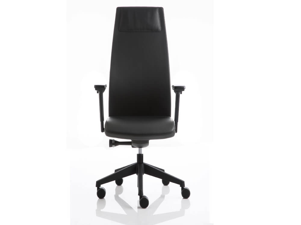 Clifton 1 High Backrest Executive Chair With Height Adjustable Armrest Black Nylon Base With Heaadrest