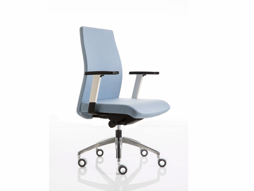 Clifton 2 Meduim Backrest Executive Chair With Height Adjustable Arms White Armerst, Aluminum Base