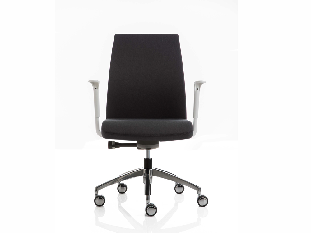 Clifton 2 Meduim Backrest Executive Chair With Height Adjustable Arms White Open Armerst, Aluminum Base