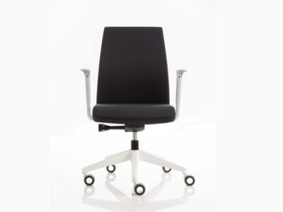 Clifton 2 Meduim Backrest Executive Chair With Height Adjustable Arms White Open Armerst, Nylon Base