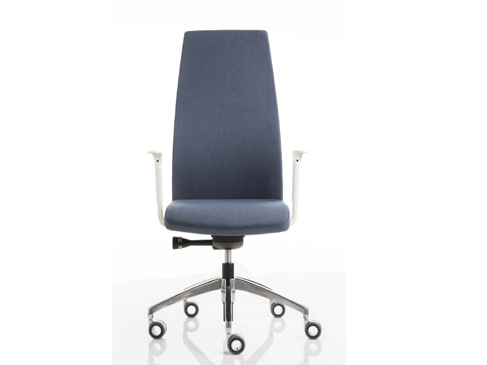 Clifton High Backrest Executive Chair With Open Armrest White Aluminum Aluminum Base