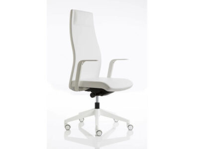 Clifton High Backrest Executive Chair With Open Armrest White Nylon Base With Headrest