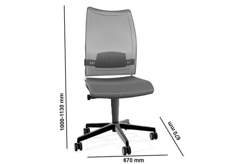 Cristina 1 Task Chair With Black Plastic Mesh Backrest & Optional Amrs Size Img