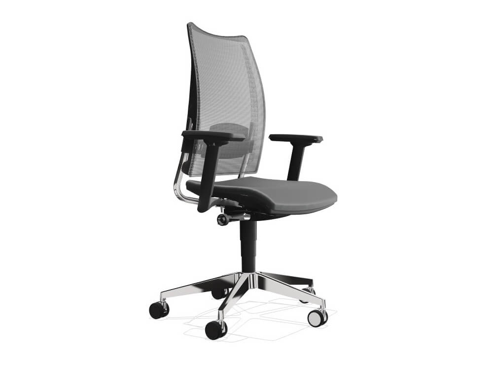Cristina 1 Task Chair With Black Plastic Mesh With 1d Amrs Alumi