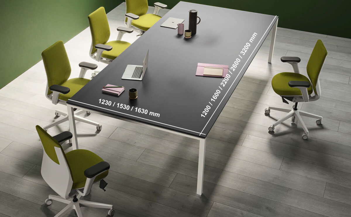 Eleonora 1 Ring Or U Leg Rectangular Meeting Table Dimension Image