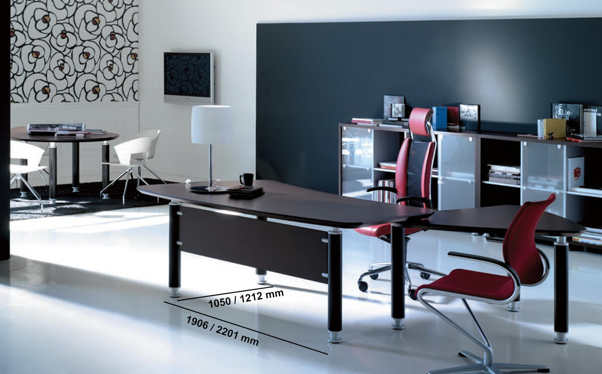 Felicita Side Bowed Shaped Executive Desk With Modesty Panel And Optional Retun Dimesnion Image