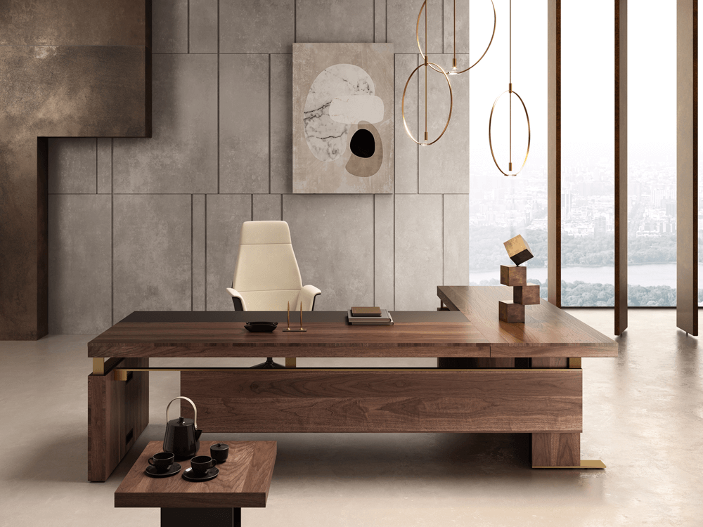 Luisa Modern Wood Finish Eco Leather Executive Desk 1