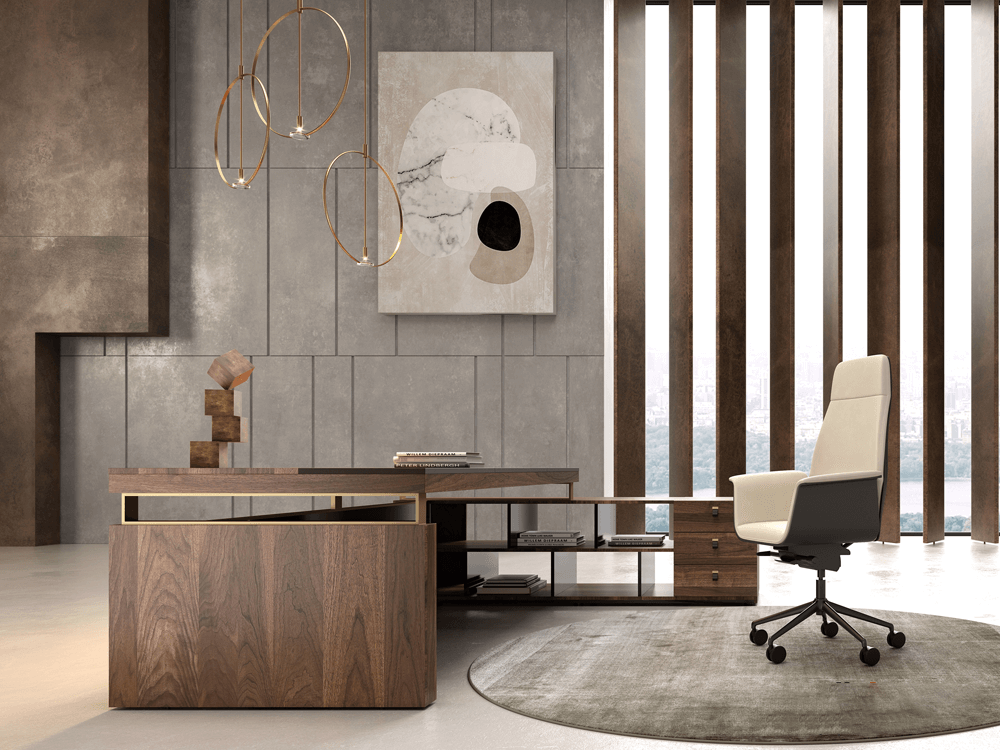 Luisa Modern Wood Finish Eco Leather Executive Desk 2