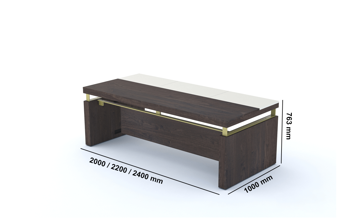 Luisa Modern Wood Finish Eco Leather Executive Desk Dimension Image