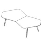 Asymmetrical Shape Table (8 Persons with 2 Tops)