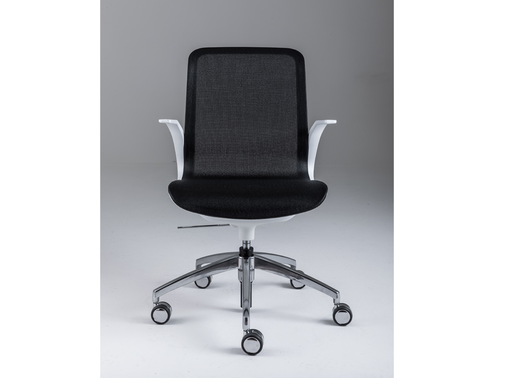 Renato 2 Meduim Backrest Hight Adjustable Executive Chair White Nylon Armrests Aluminuim Base